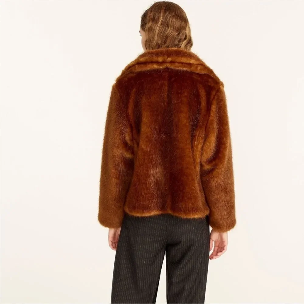 NWT J CREW Collection faux fur high collar jacket